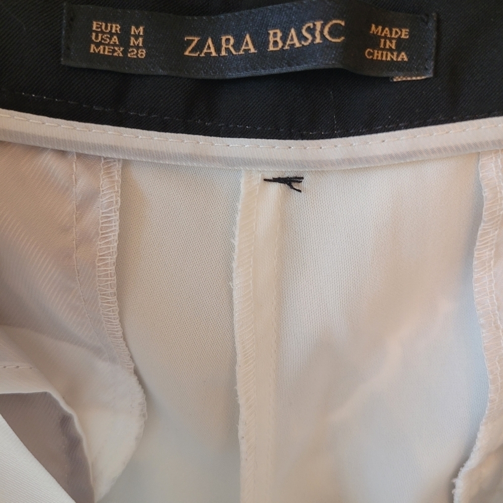 Zara Basic* Polyester* Full Leg Trousers* White/B… - image 3